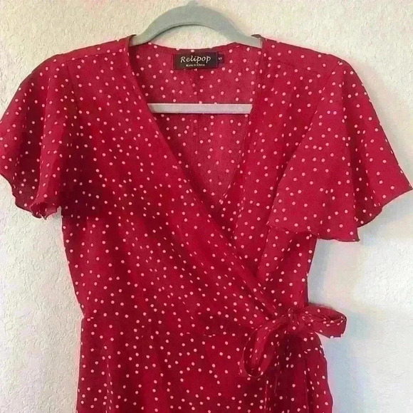 Relipop Women’s wrap ruffle polka dot dress size small - Picture 3 of 5